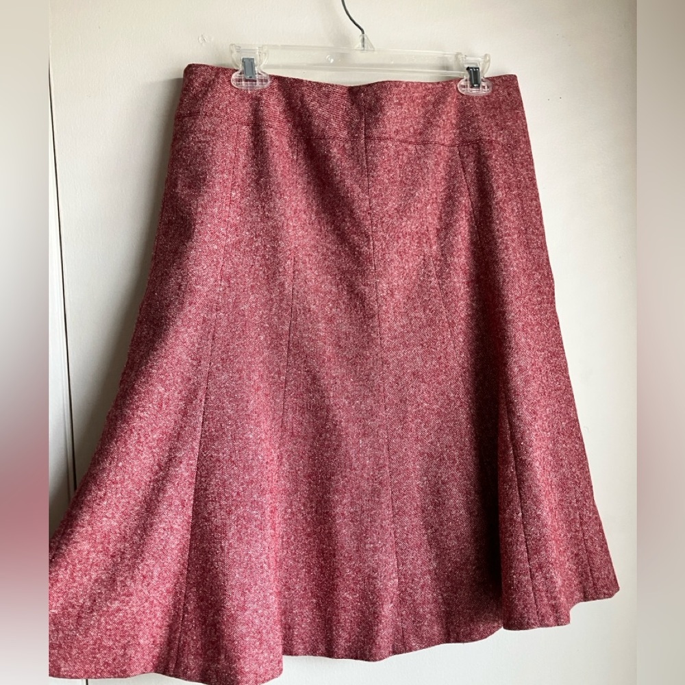 Halogen Wool Blend Red Tweed Aline Skirt Flared Size 10 Lined